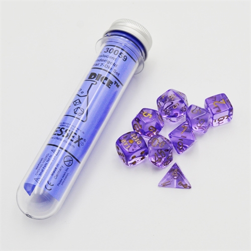 Translucent Lavender and Gold with Extra D6 Lab Dice Set - Rollespilsterninger - Chessex